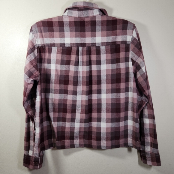 womens mtn hardwear moiry shirt jacket shacket sz m cropped 100% cotton plaid - Picture 5 of 9